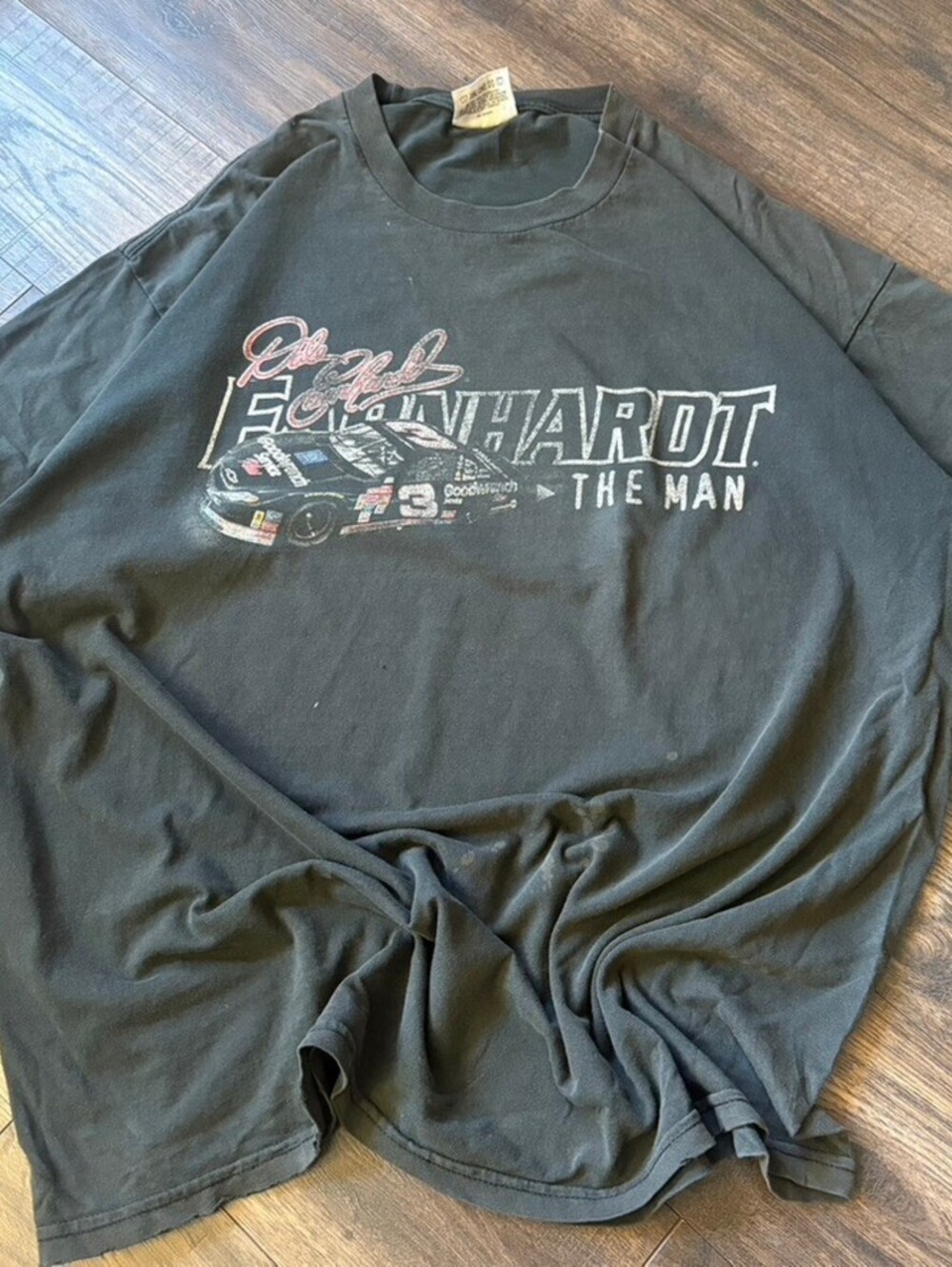 Vintage Dale Earnhardt NASCAR Racing Faded Black Graphic Shirt Size Mens XL